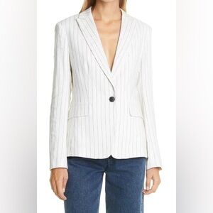 Rag & Bone 100% Silk Women's Striped White Blazer Pinstripes